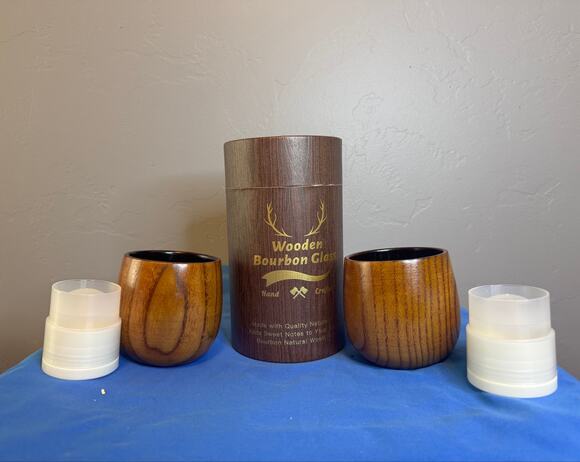 None and/or Unknown Other - Charred Wooden Bourbon Drinking Glass - 12 oz. each . New
